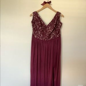 Davids Bridal Lace Bridesmaid Dress - Wine